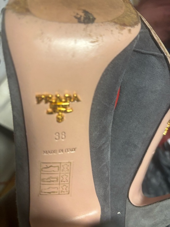 Prada Gray Suede Rosette Ballet Flats - Picture 4 of 4